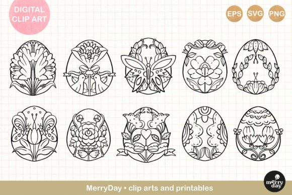 10 Decorative Easter Eggs Graphics for Editorial Design