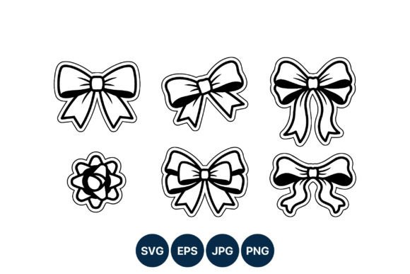 Black and White Decorative Bow Clipart Graphics
