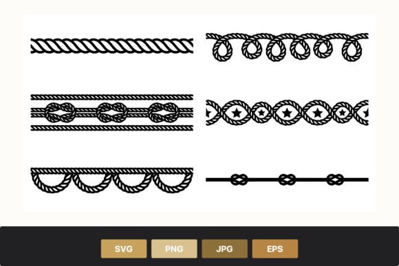 Black Rope Decorative Borders Vector Set