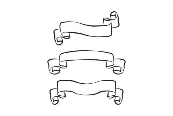 Clipart Ribbon Banner Decorative Outline Graphics