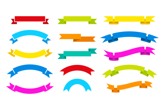 Color Ribbons Set: Decorative Paper Banner Graphics
