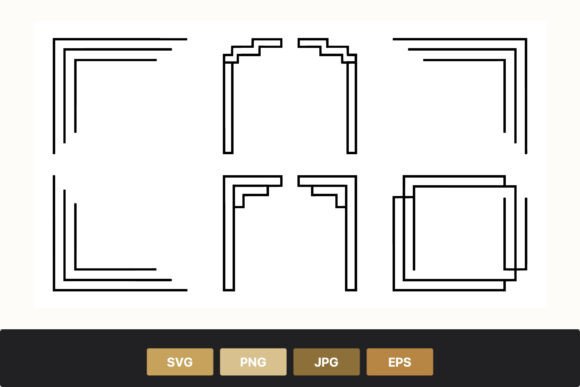 Decorative Black Geometric Corner Frames Graphics