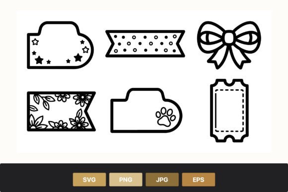 Decorative Black White Tag Line Art Graphics