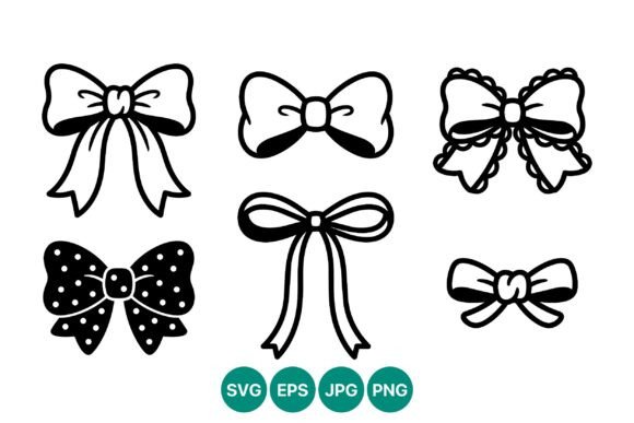 Decorative Bow Line Art Vector Graphics