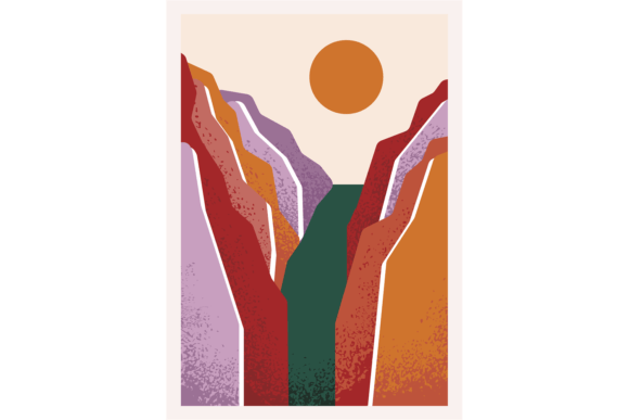 Decorative Grunge Landscape Graphics: Japanese Illustrations