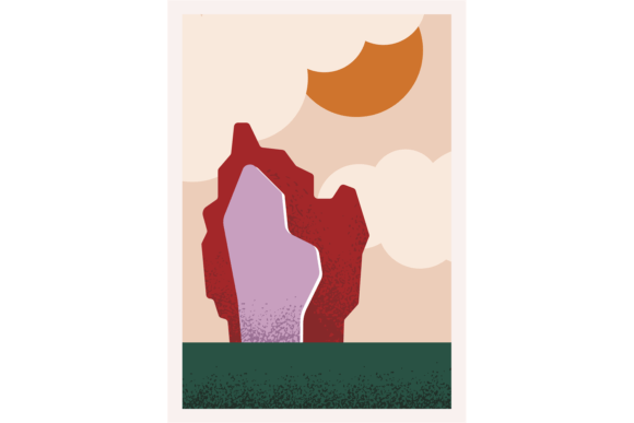Decorative Landscape Postcard. Stylized Graphics & Illustrations