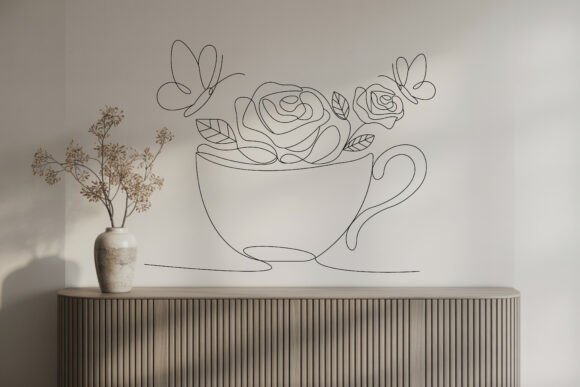 Decorative Teacup Roses Graphics for Local Branding