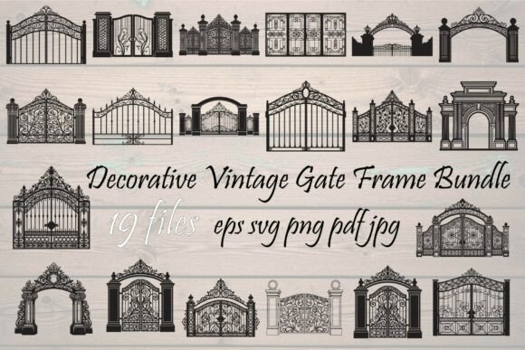 Decorative Vintage Gate Frame Bundle Graphics