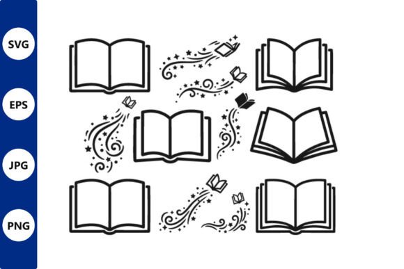 Open Book Icon Vector Set Decorative
