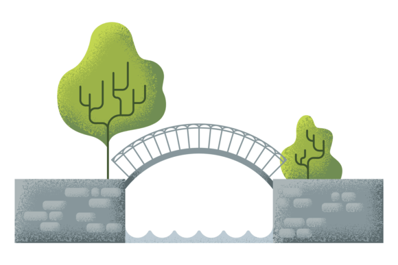 Park Bridge Graphics: Decorative Stone Structure Illustrations