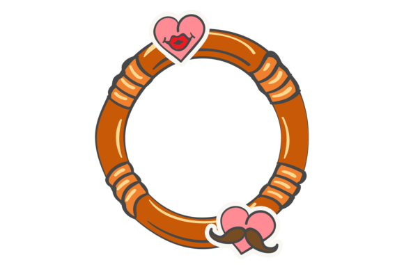 Round Decorative Frame with Pink Hearts Graphics