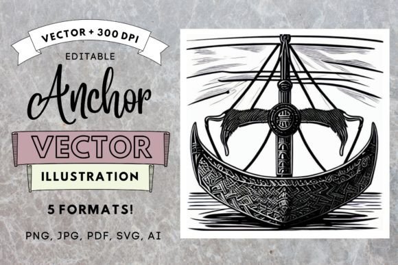 Viking Decorative Anchor Illustration AI Graphics